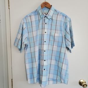 Vintage Apparel Button Down Shirt Men's M Blue And Brown Plaid